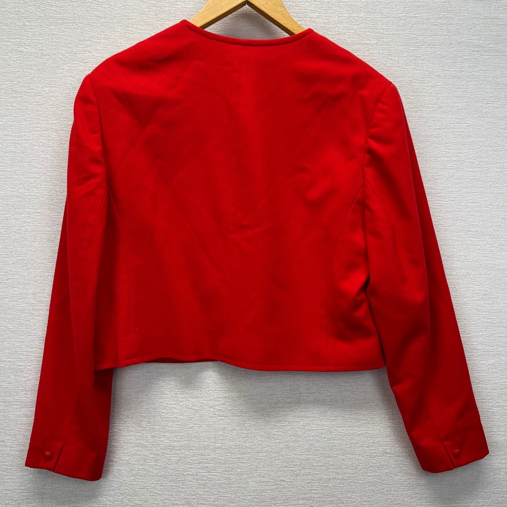 MCM Pendleton Red Wool Button Down Cropped Jacket… - image 9
